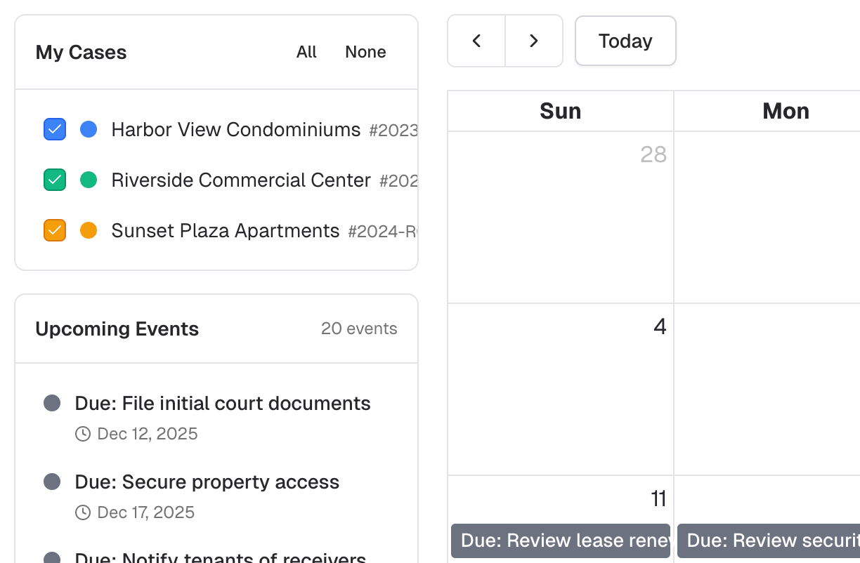 Calendar view screenshot