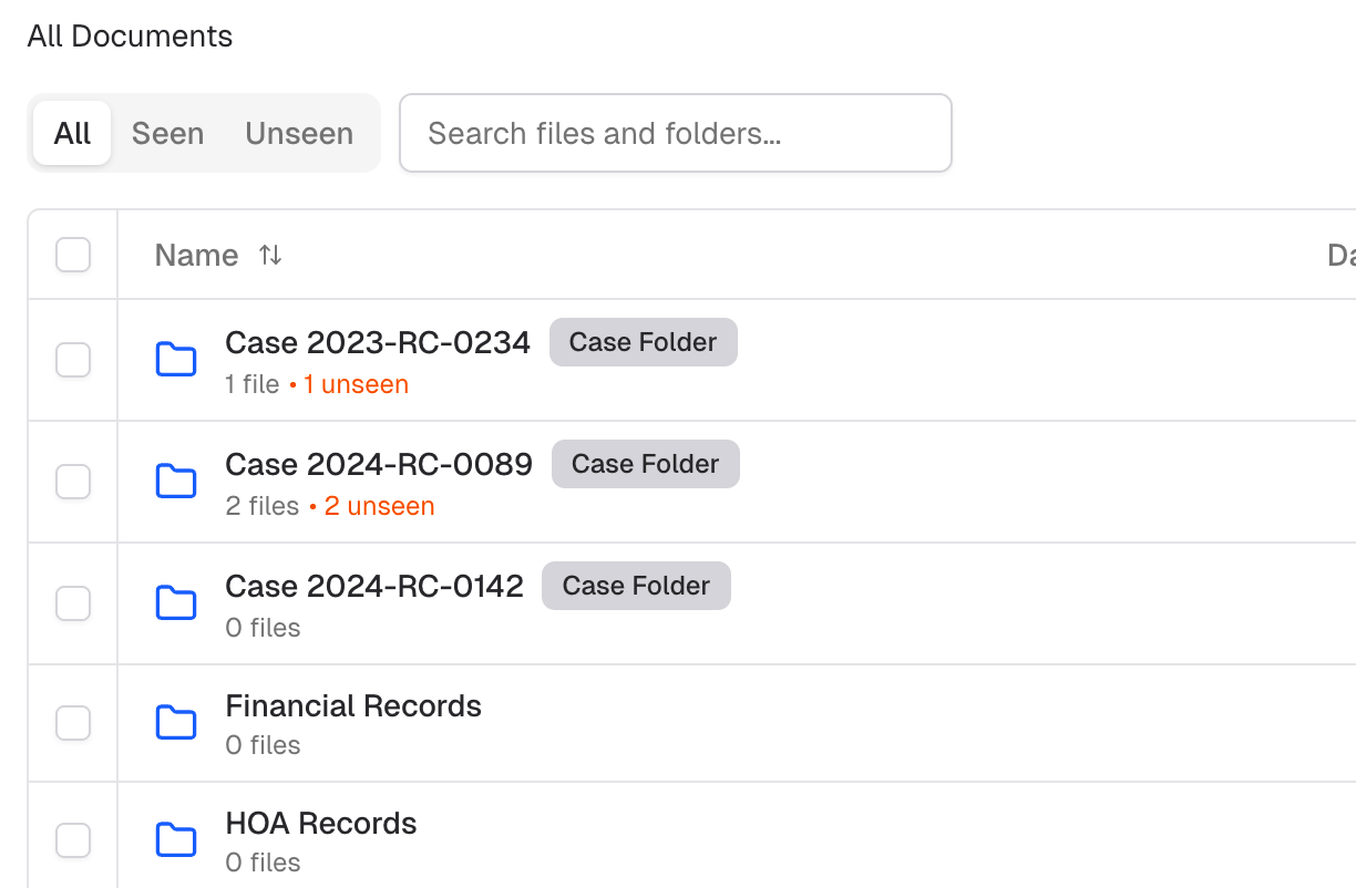 Document management screenshot