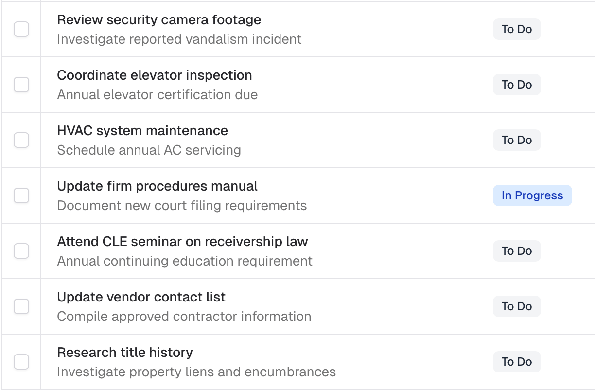 Task management screenshot